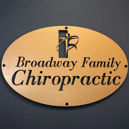 Broadway Family Chiropractic brass sign