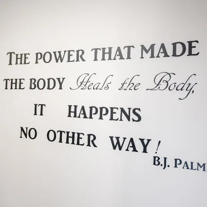 Wall lettering: The power that made the body heals the body, it happens no other way